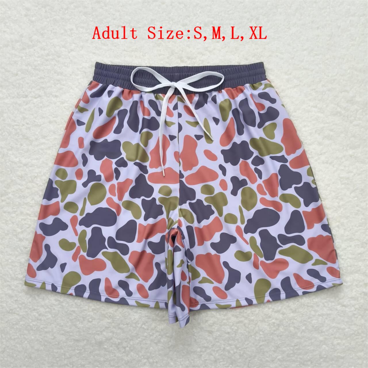 S0402 Adult Brown Camo Print Man Swim Trunks