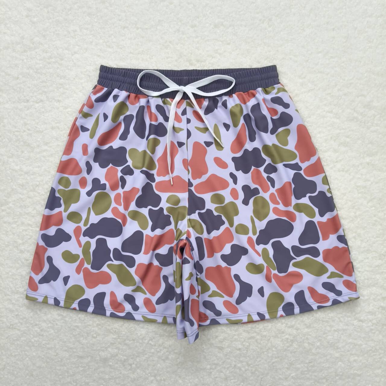 S0402 Adult Brown Camo Print Man Swim Trunks