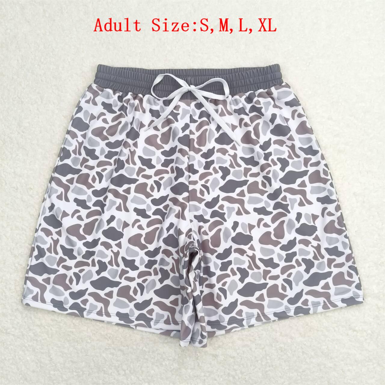 S0403 Adult Grey Brown Camo Print Man Swim Trunks