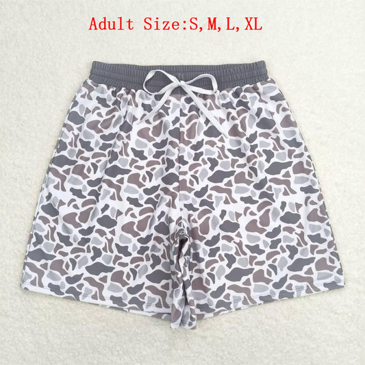 S0403  Adult Grey Brown Camo Print Man Swim Trunks