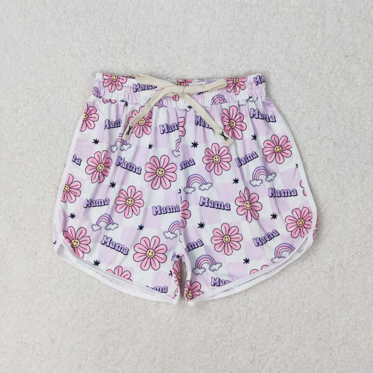 SS0172 Adult MAMA Flowers Rainbow Print Woman Summer Shorts