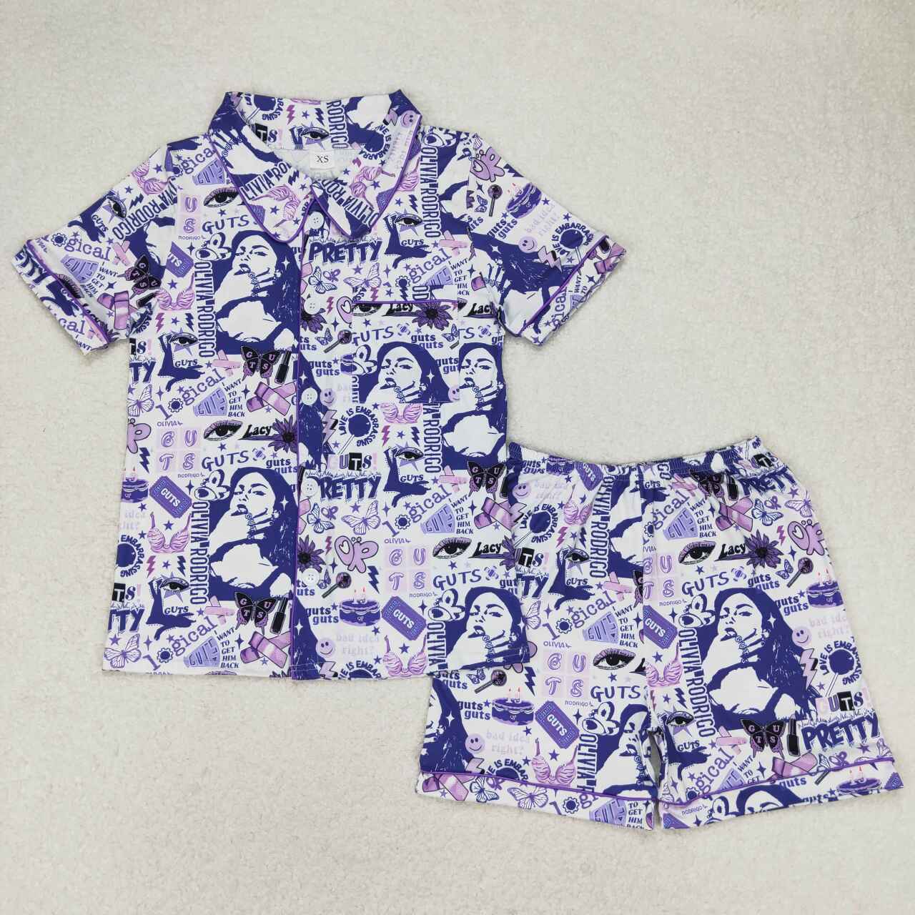 GSSO0987 Adult Purple Singer Olivia Print Summer Pajamas Woman Clothes Set