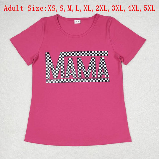GT0574 Adult Hot Pink MAMA Vinyl Woman Summer Tee Shirts Top