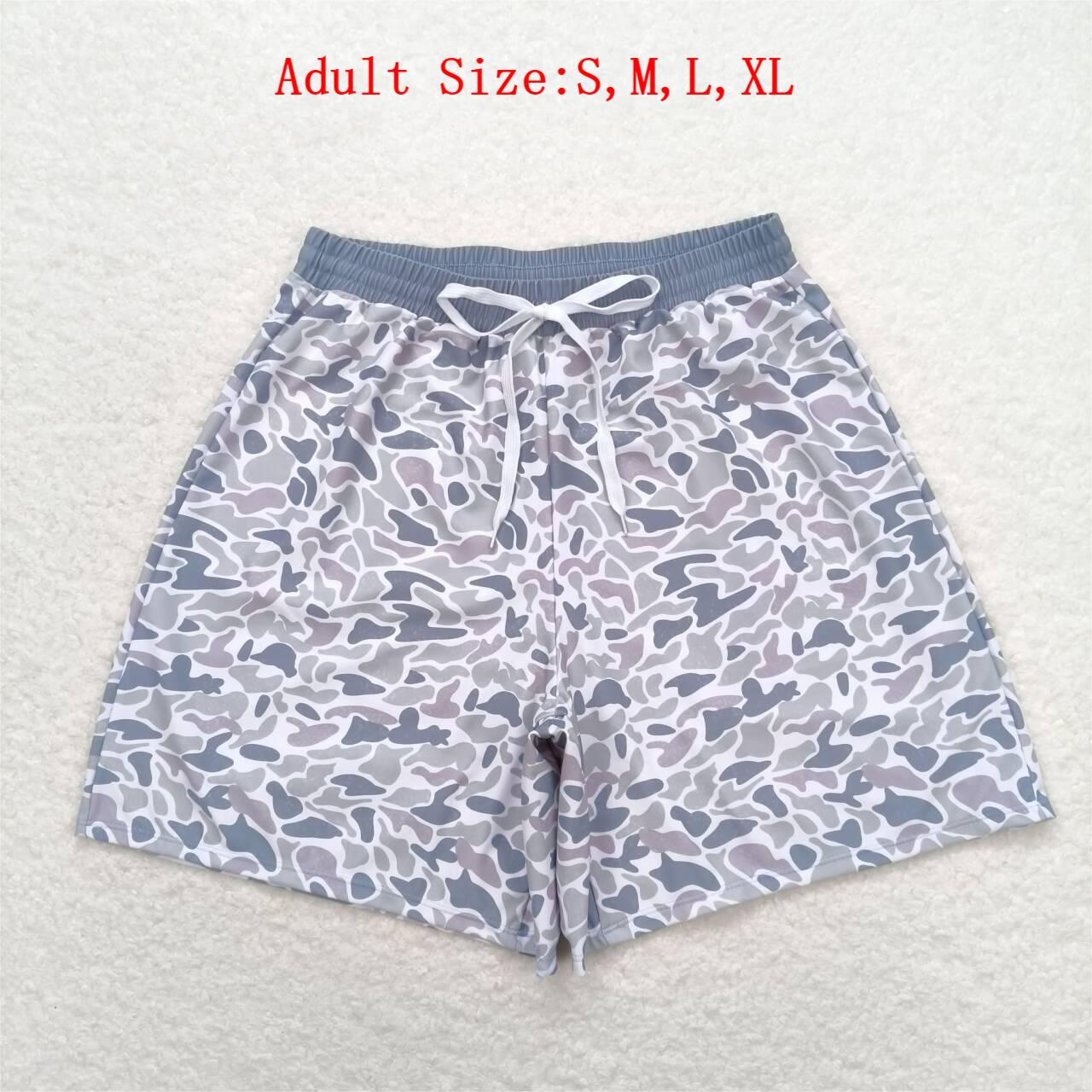 S0404 Adult Grey Camo Print Man Swim Trunks