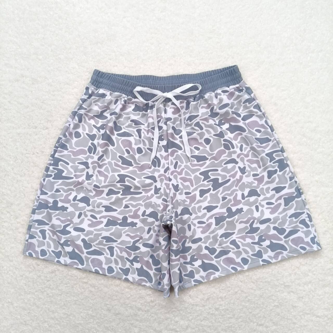 S0404 Adult Grey Camo Print Man Swim Trunks