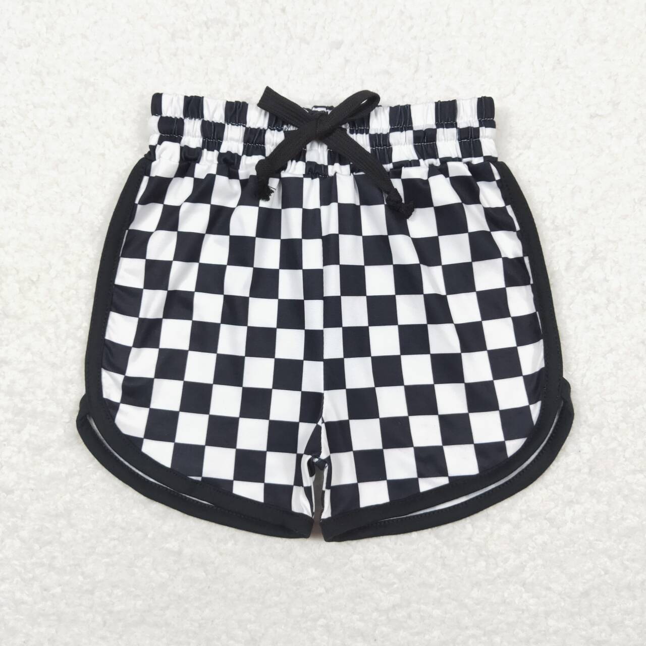 SS0279 Adult Black Plaid Print Woman Summer Shorts