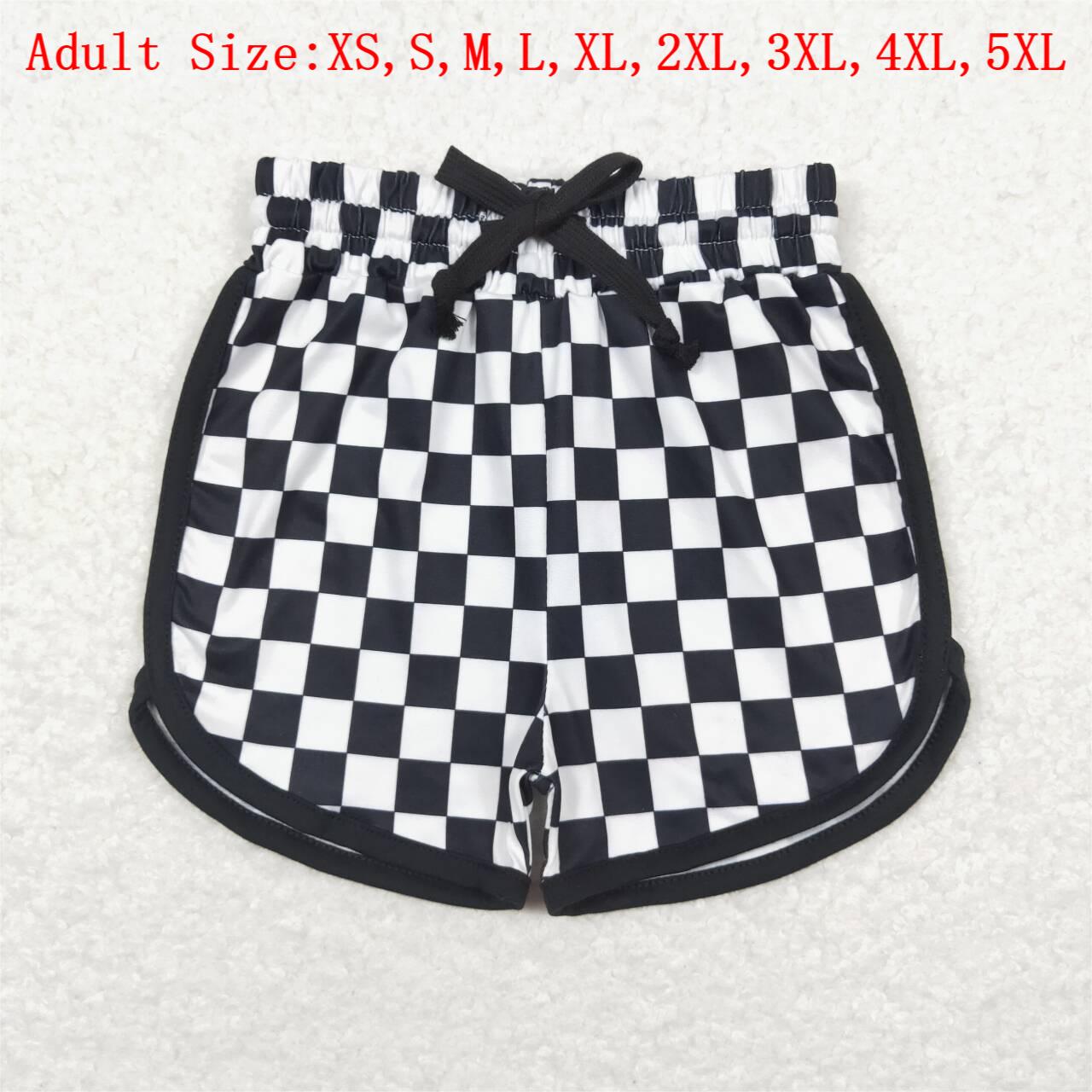 GSSO1210 Hot Pink MAMA Vinyl Top Black Plaid Shorts Adult Summer Clothes Set