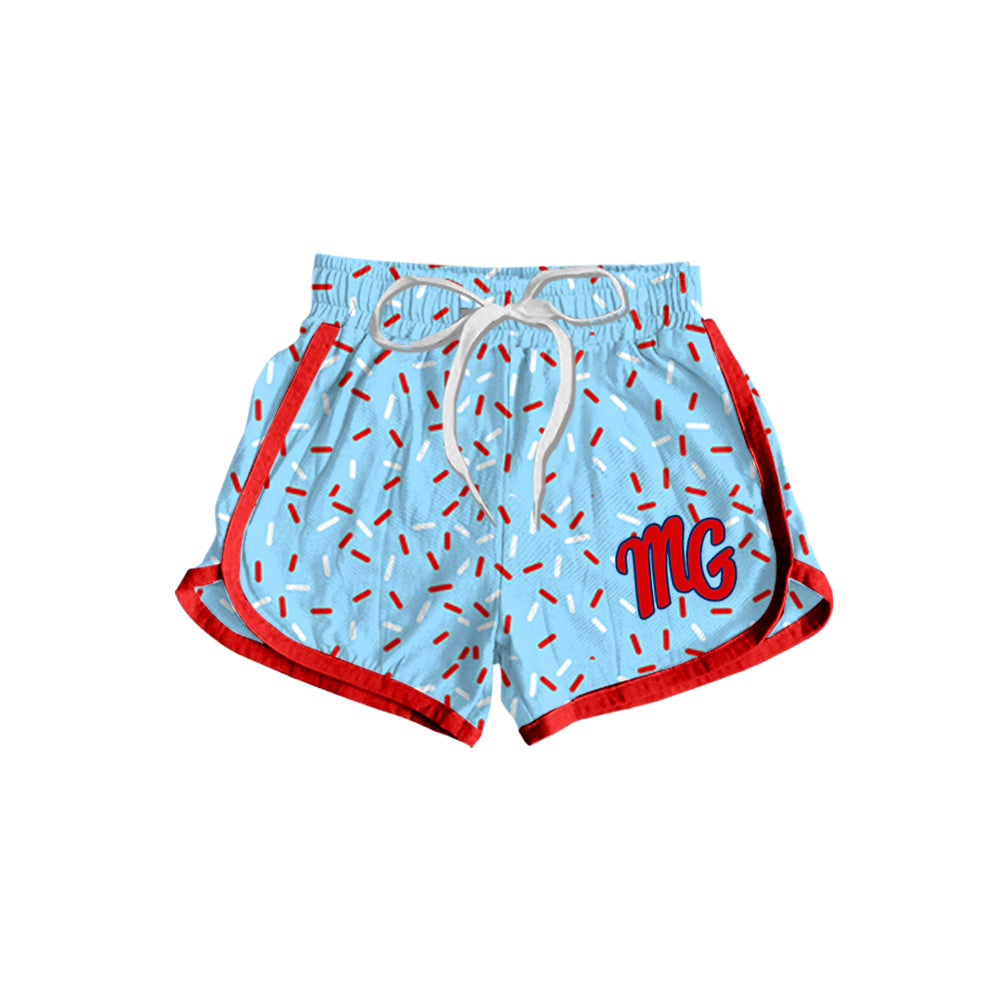 (Custom Design Preorder MOQ 5) Team's MG Blue Sprinkles Print Adult Summer Bottom Shorts
