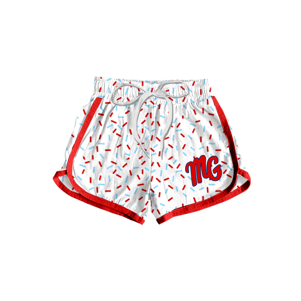 (Custom Design Preorder MOQ 5) Team's MG White Sprinkles Print Adult Summer Bottom Shorts