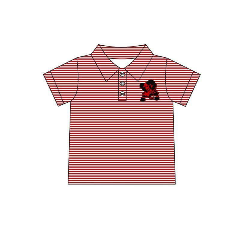 (Custom Design Preorder MOQ 5) Team's ASBURY Red Stripes Print Boys Summer Polo Tee Shirts Top