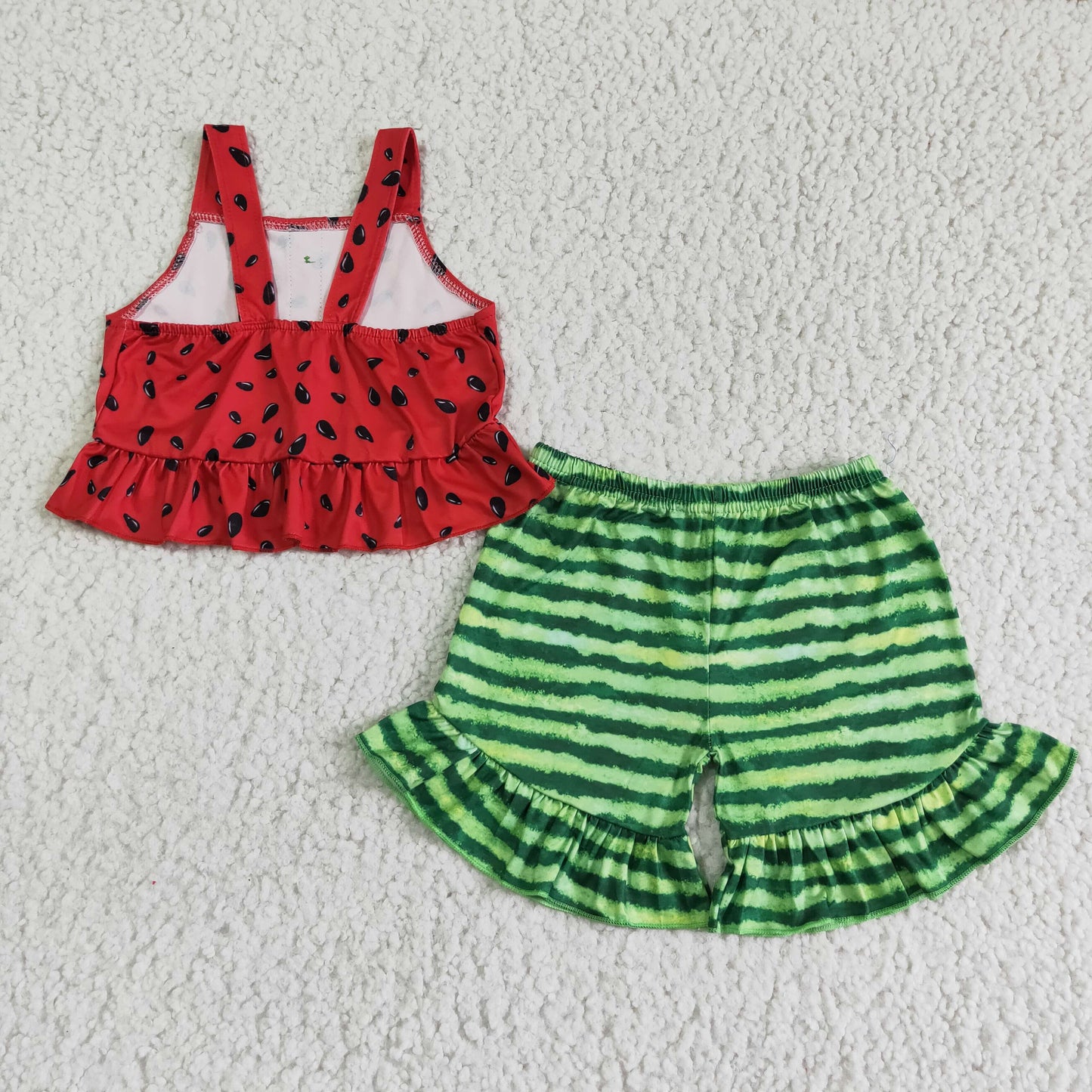 (Promotion)B0-28 Watermelon Sleeveless Crop Top Girls Summer Outfits