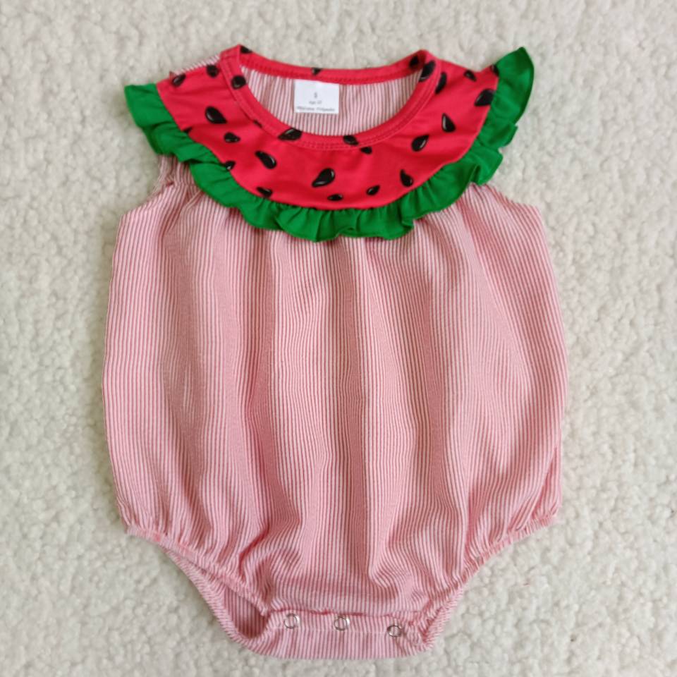 (Promotion)B5-11 Watermelon Print Baby Girls Summer Romper