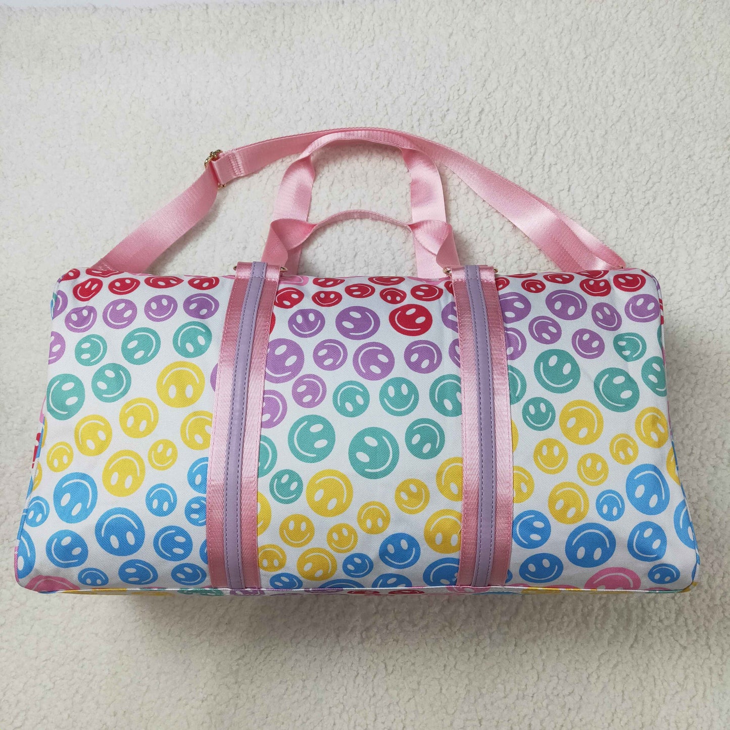 BA0068 Colorful smiling face print gym bag Overnight Bags