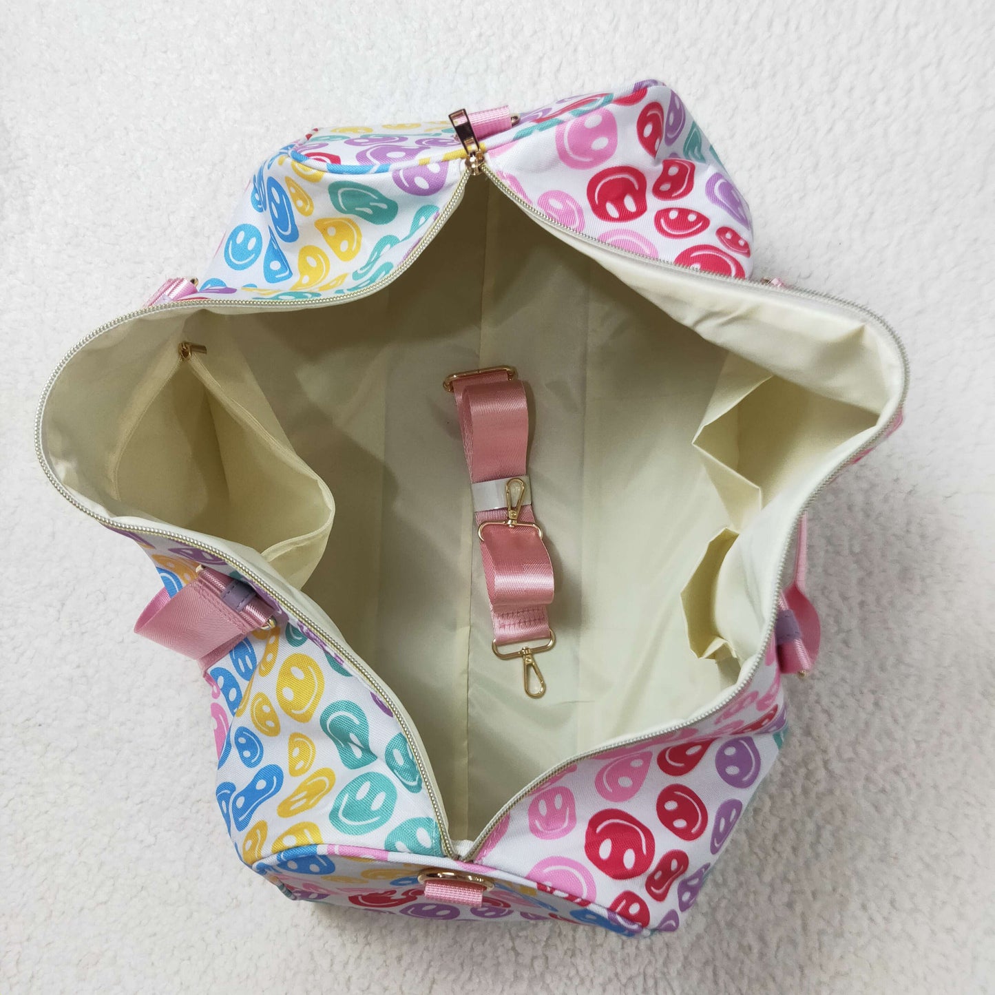 BA0068 Colorful smiling face print gym bag Overnight Bags