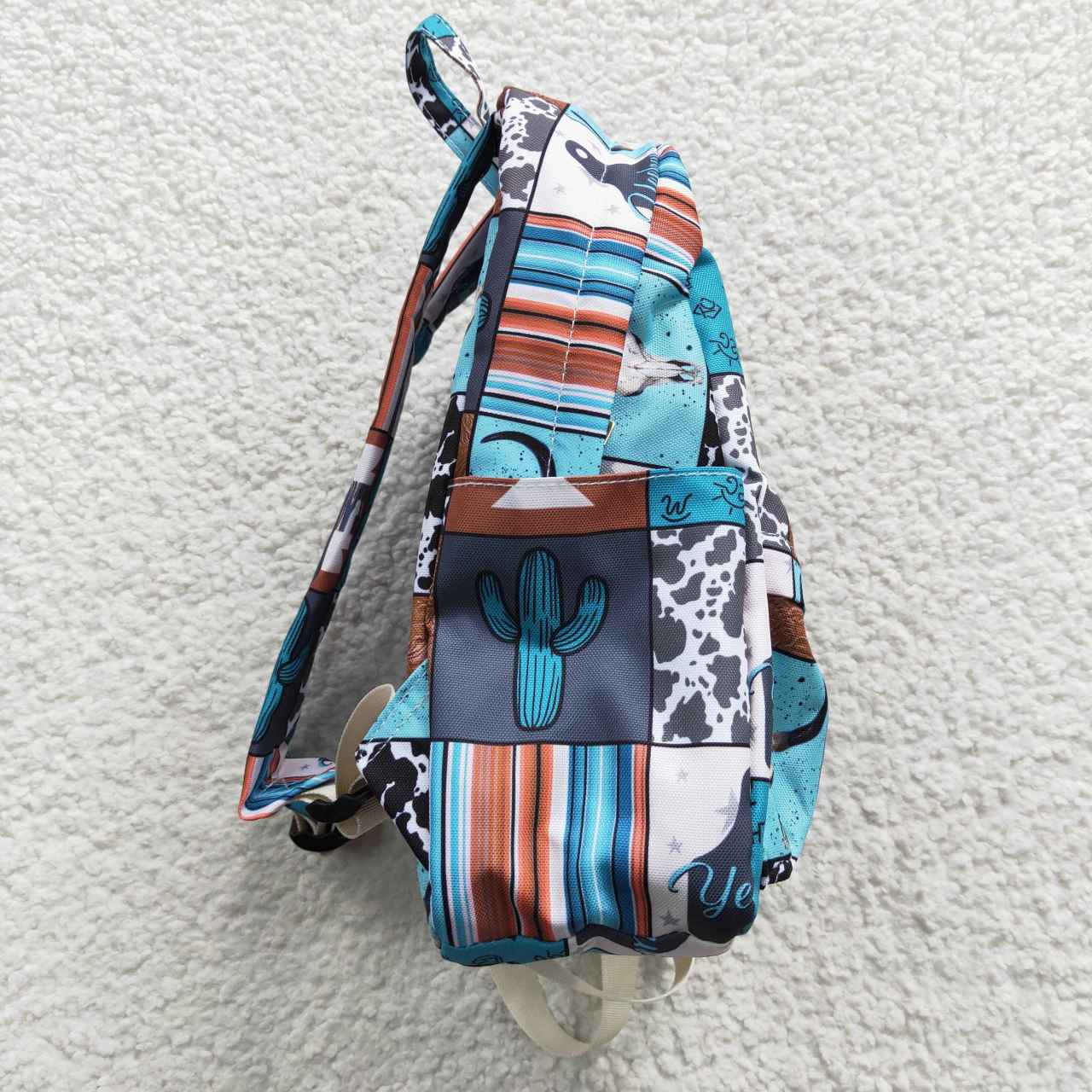 BA0077 Girls western bags Howdy cow skull gingham print backpack