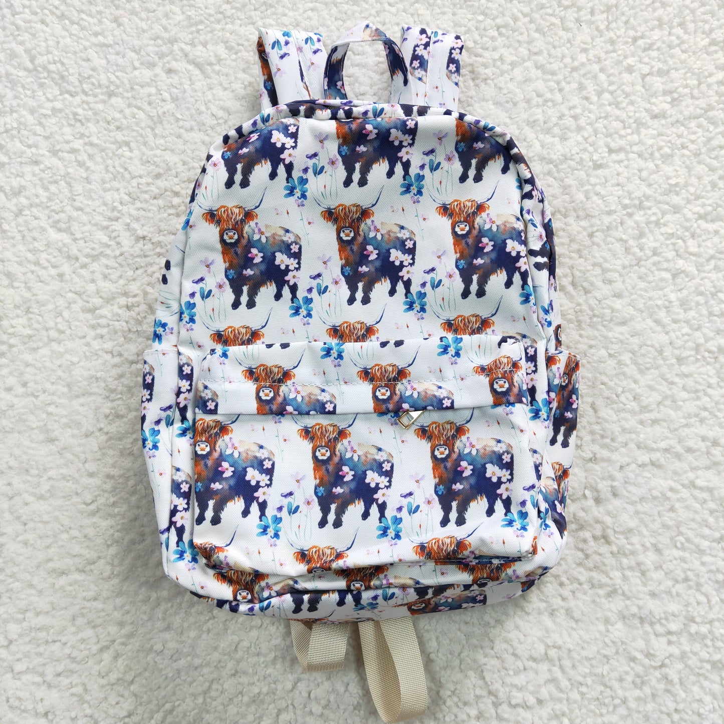 BA0078 Girls western bags highland cow flowers print backpack