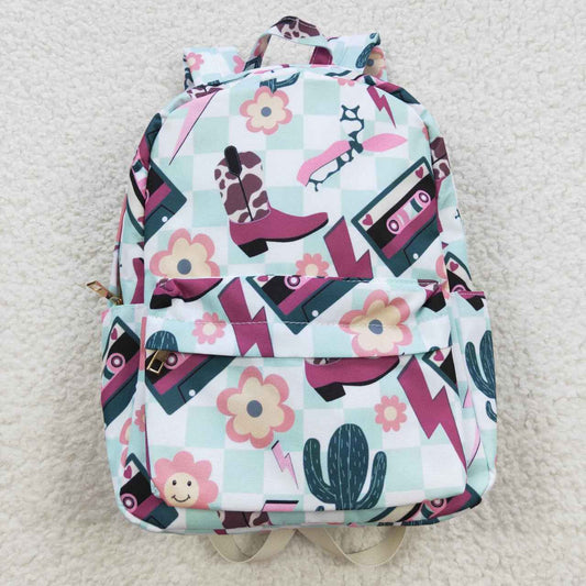 BA0082 Girls bag boots flowers western backpack