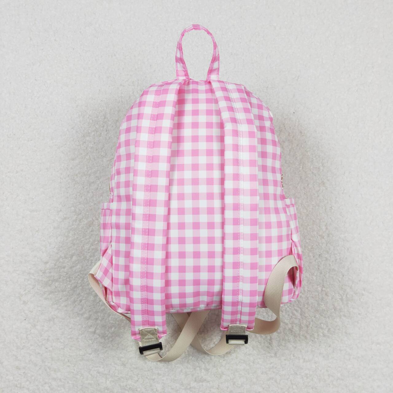 BA0086 Girls Bag Pink Plaid Print Backpack