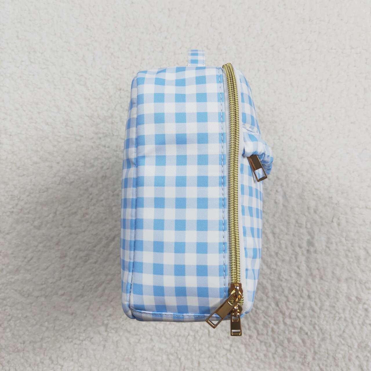 BA0089 Kids blue checkered lunch picnic thermal bags