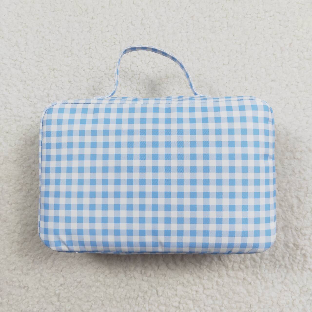 BA0089 Kids blue checkered lunch picnic thermal bags
