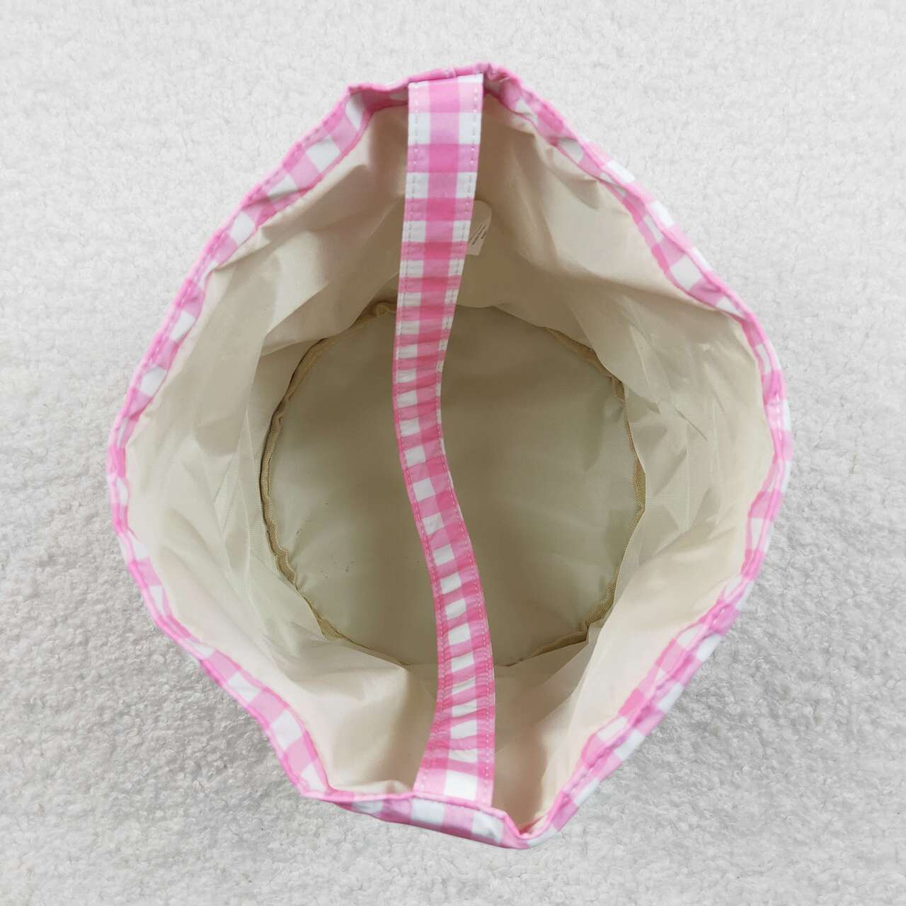 BA0160 Pink Plaid Colorful Bunny Easter Bag