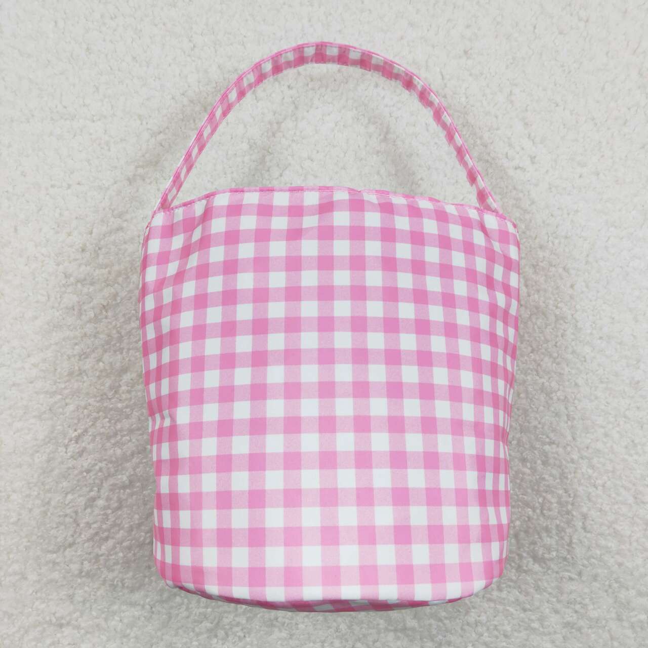 BA0160 Pink Plaid Colorful Bunny Easter Bag