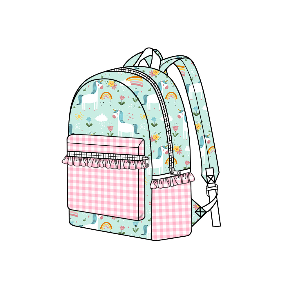(Pre-order) BA0166 Unicorn Flowers Print Girls Backpack
