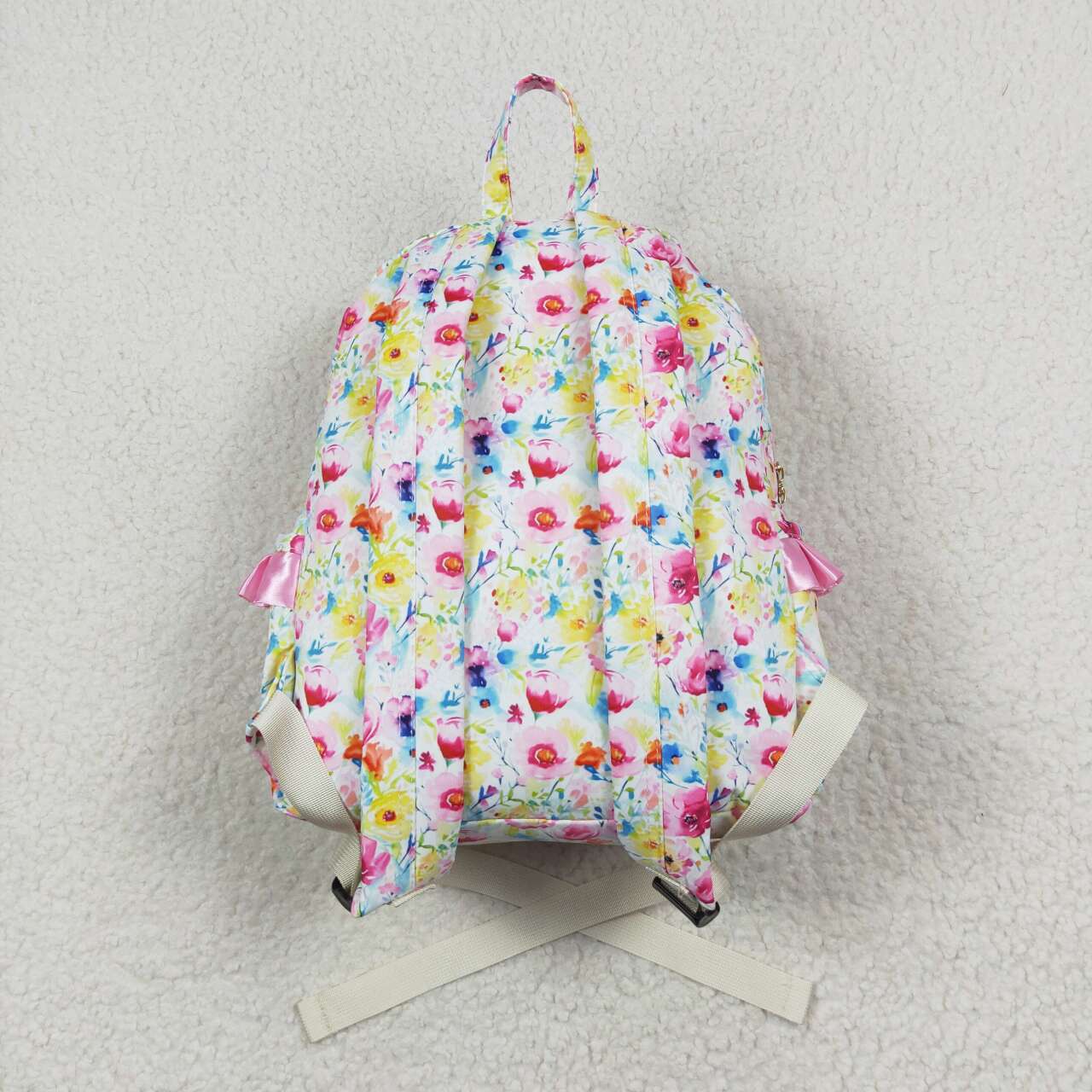 USA-Shop BA0174 Pink Flowers Print Ruffle Backpack Girls Bag