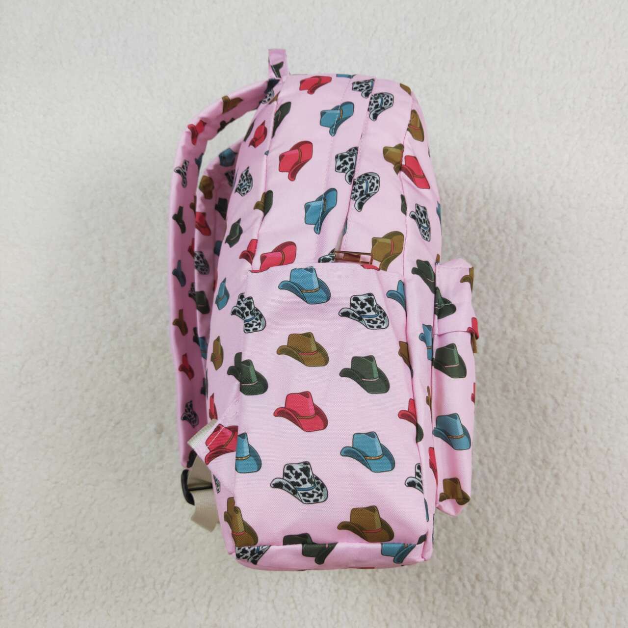 USA-Shop BA0181 Pink Cowboy Hat Print Girls Backpack Western Bags