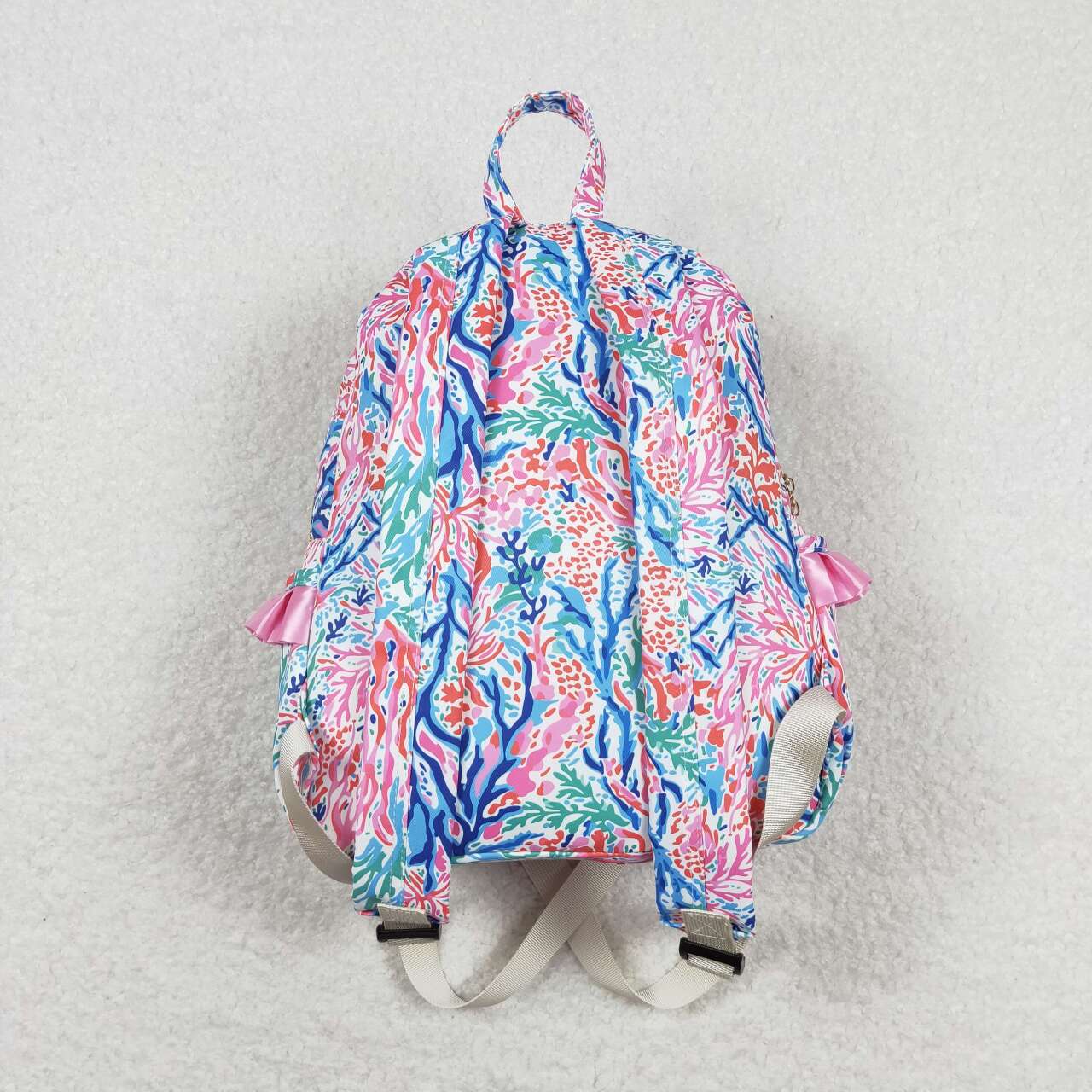 BA0185  Colorful Seaweed Print Girls Ruffle Backpack