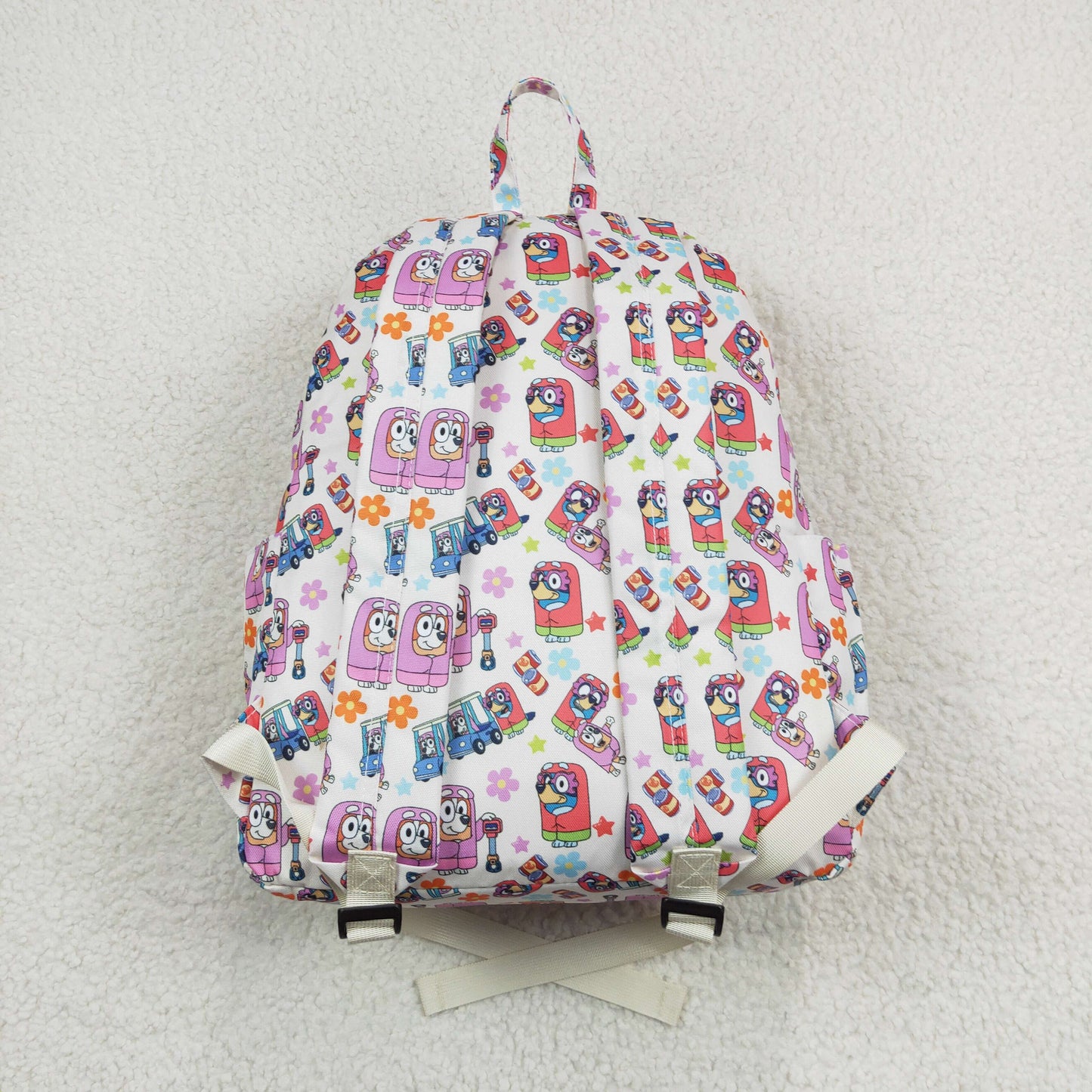 BA0186 Cartoon Dog Colorful Flowers Print Girls Backpack