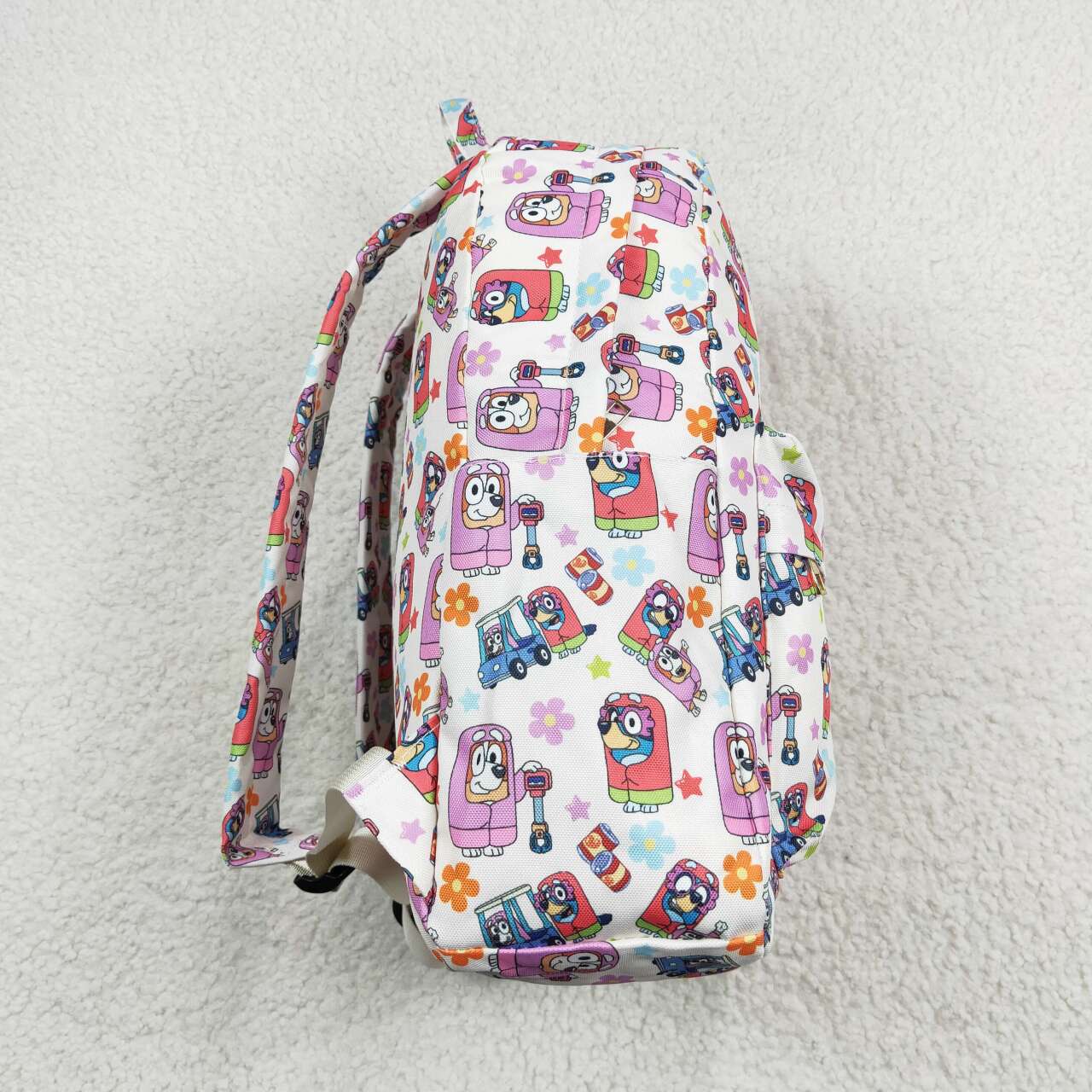 BA0186 Cartoon Dog Colorful Flowers Print Girls Backpack