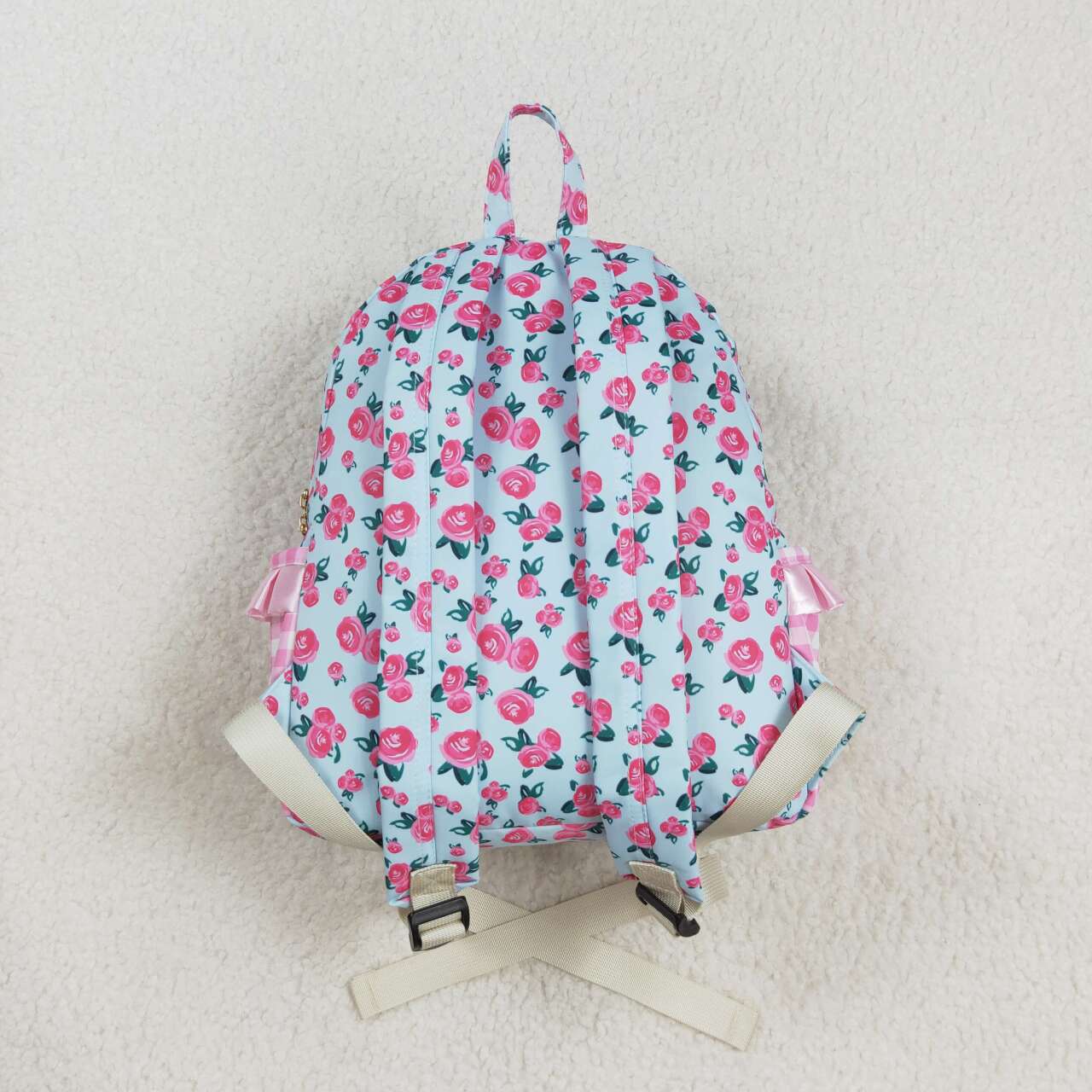 BA0217  Flowers Pink Plaid Print Backpack Girls Bags