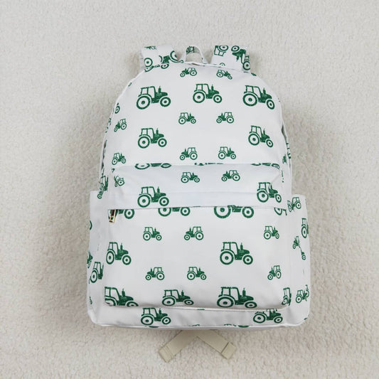BA0222  Tractors Green White Print Backpack Boys Bags