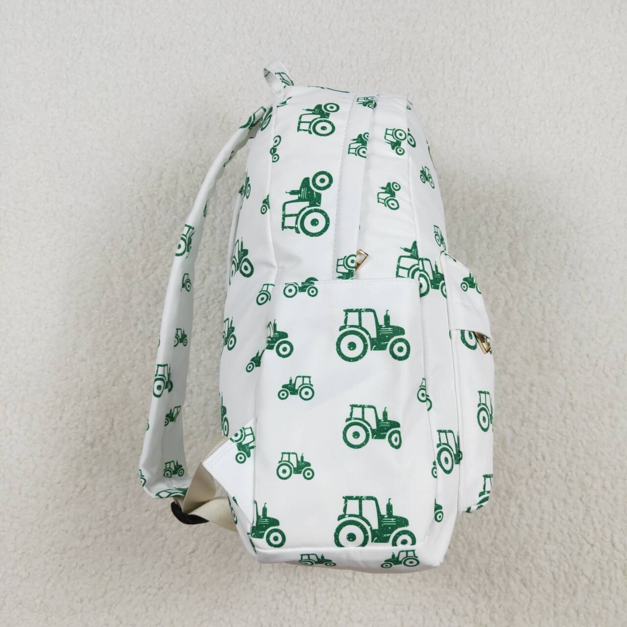 BA0222  Tractors Green White Print Backpack Boys Bags