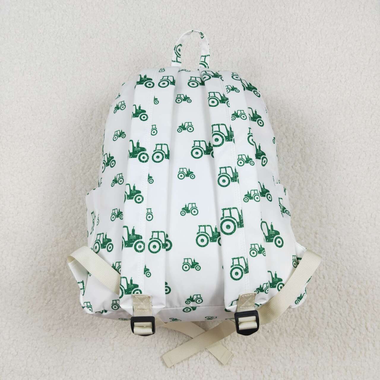 BA0222  Tractors Green White Print Backpack Boys Bags