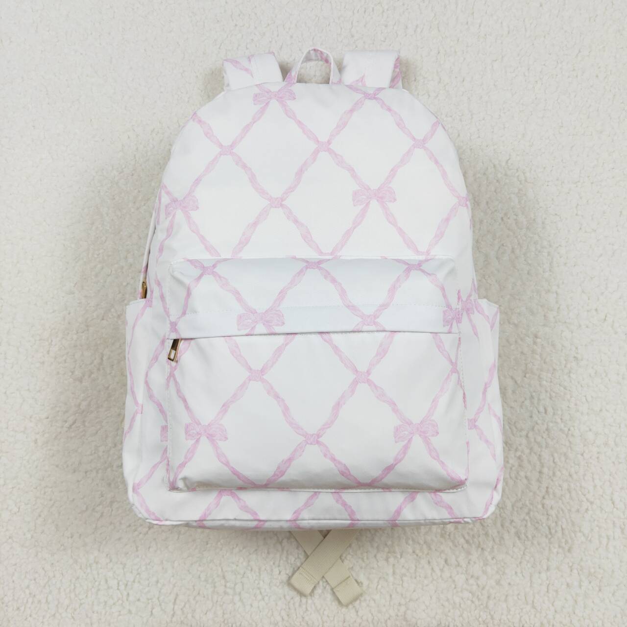 BA0225 Pink Bows Print Backpack Girls Bags