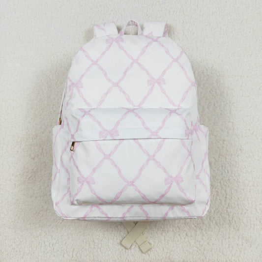 BA0225  Pink Bows Print Backpack Girls Bags