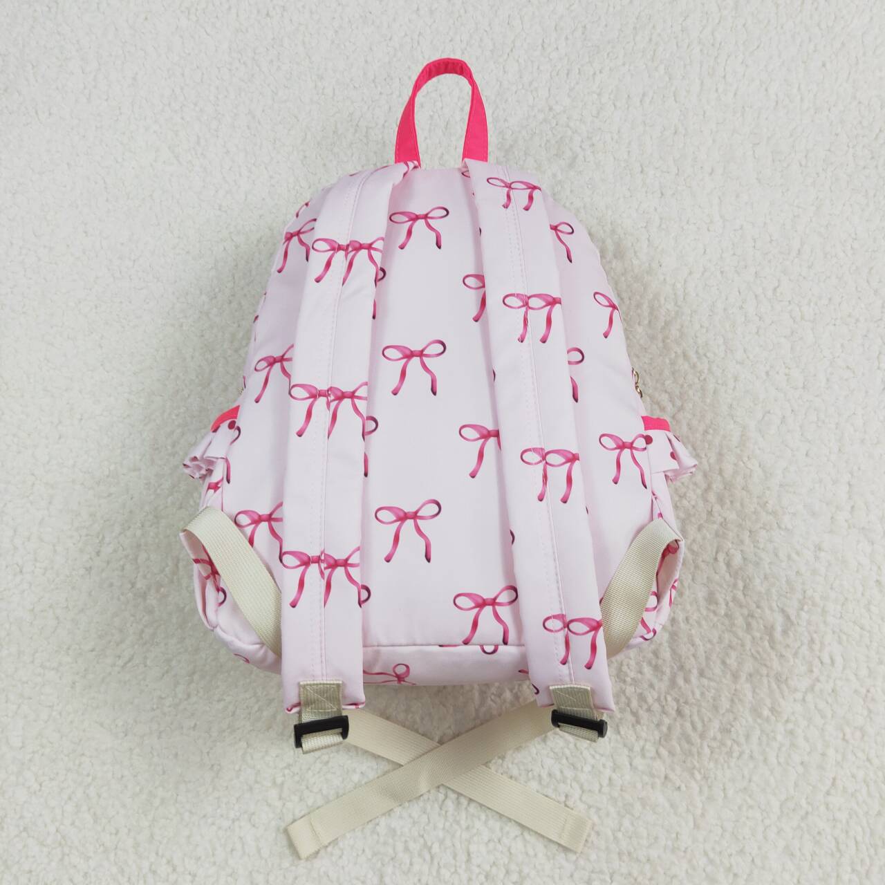 BA0233  Pink Bows Print Backpack Girls Bags