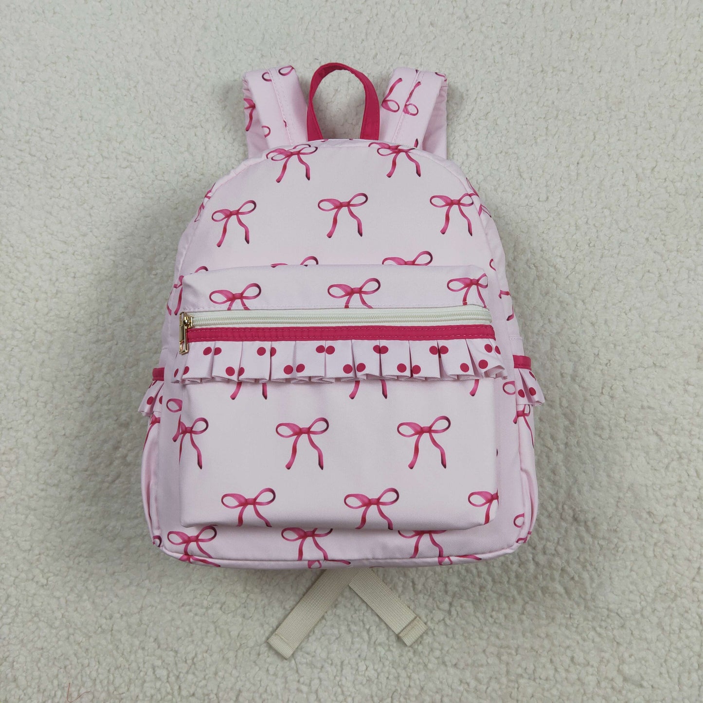 BA0233 Pink Bows Print Backpack Girls Bags