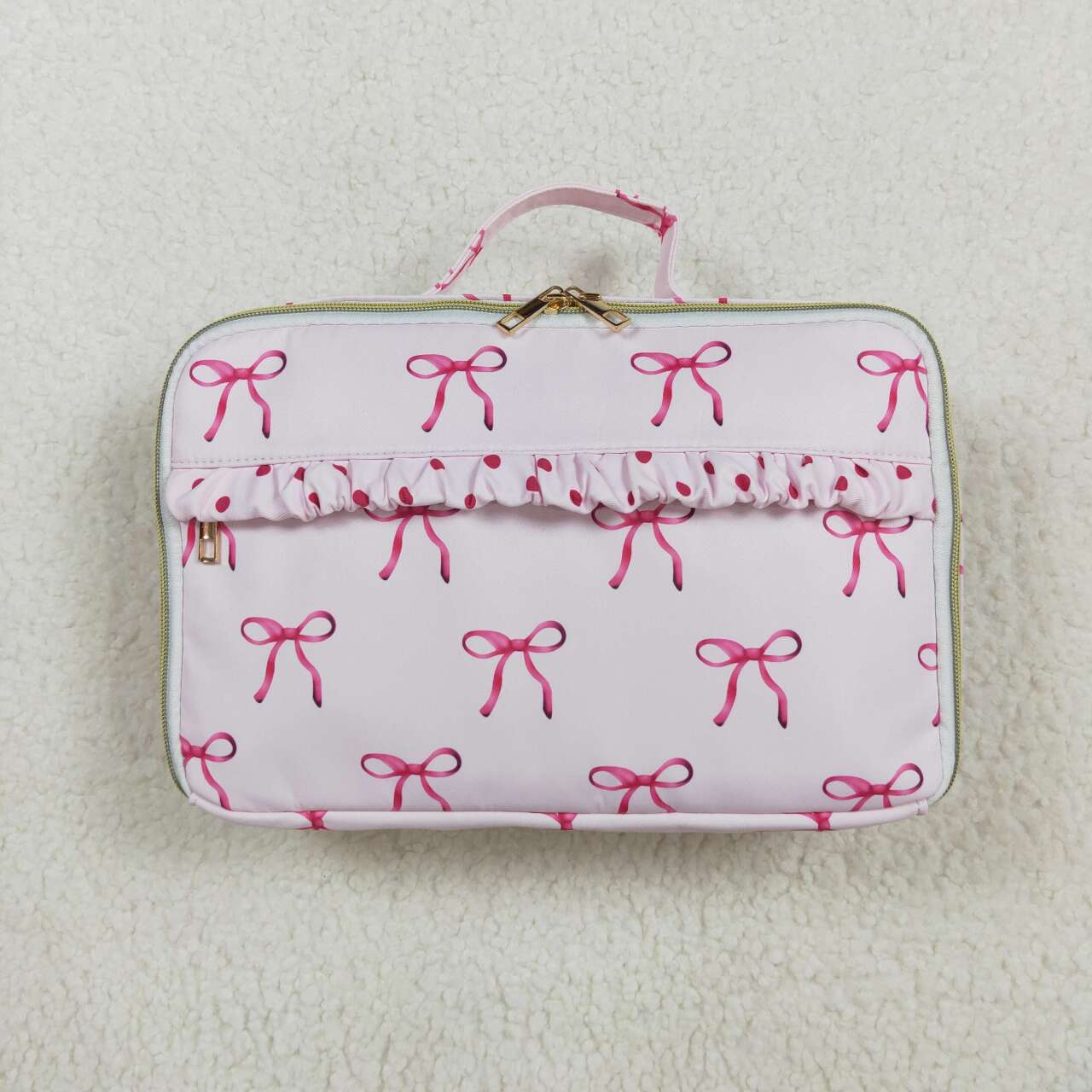 BA0234 Pink Bows Print Lunch Boxes Picnic Thermal Bags
