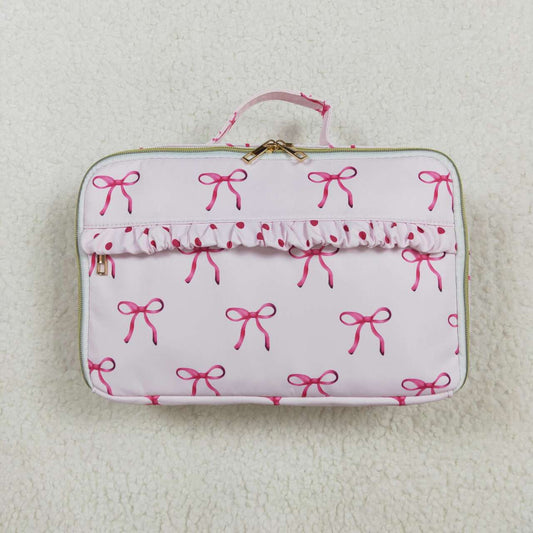 BA0234 Pink Bows Print Lunch Boxes Picnic Thermal Bags