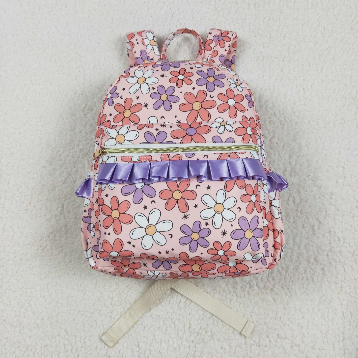 USA-Shop BA0240 Pink Flowers Print Ruffle Backpack Girls Bags