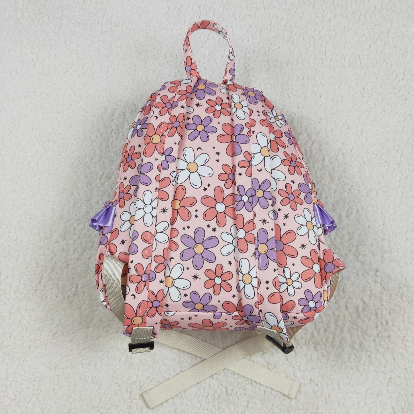 USA-Shop BA0240 Pink Flowers Print Ruffle Backpack Girls Bags