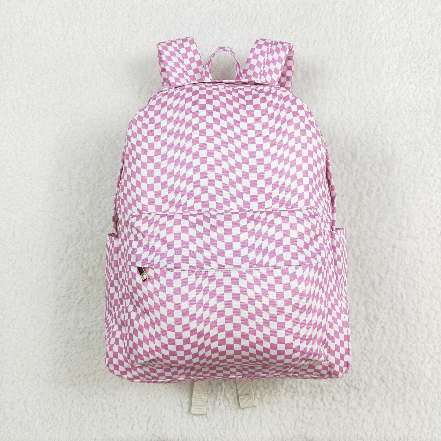USA-Shop BA0245 Pink Plaid Racing Print Backpack Girls Bags