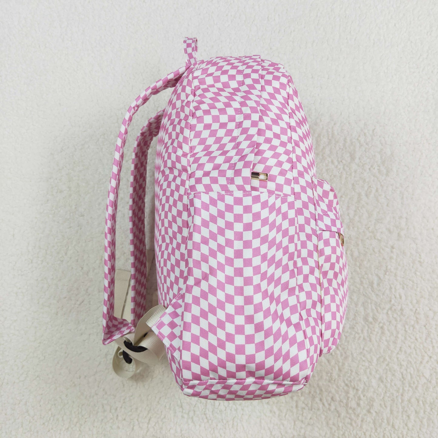 USA-Shop BA0245 Pink Plaid Racing Print Backpack Girls Bags