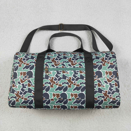 BA0263 Green Camo Print Gym Bag Overnight Bags