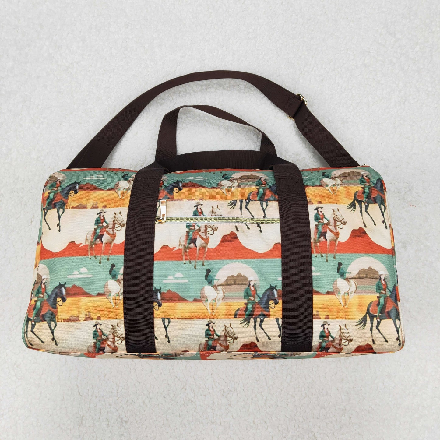BA0265 Cowgirl Print Western Gym Bag Overnight Bags