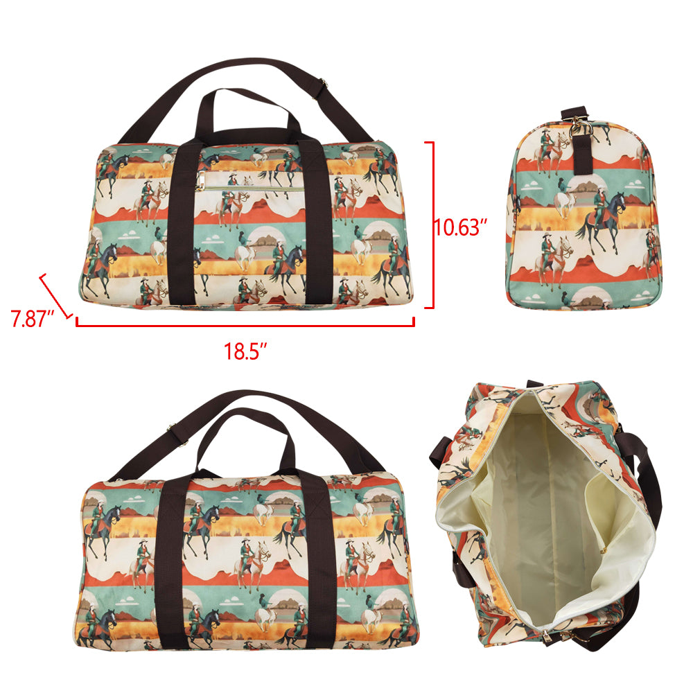 BA0265 Cowgirl Print Western Gym Bag Overnight Bags