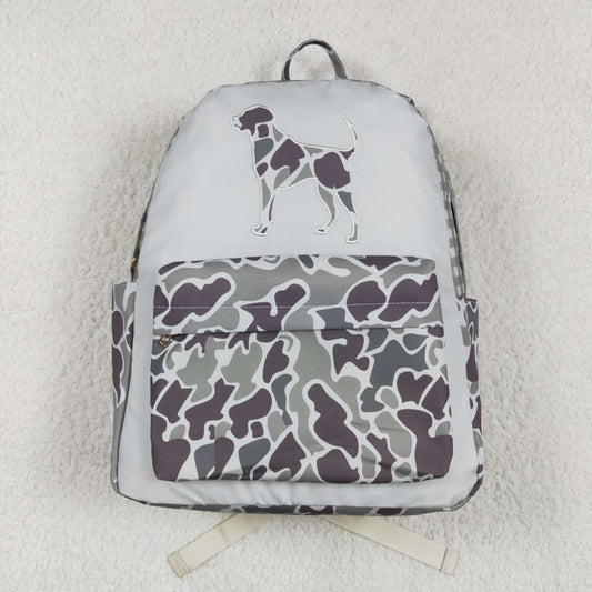 BA0268 Camo Dog Hunt Print Backpack Kid Bags